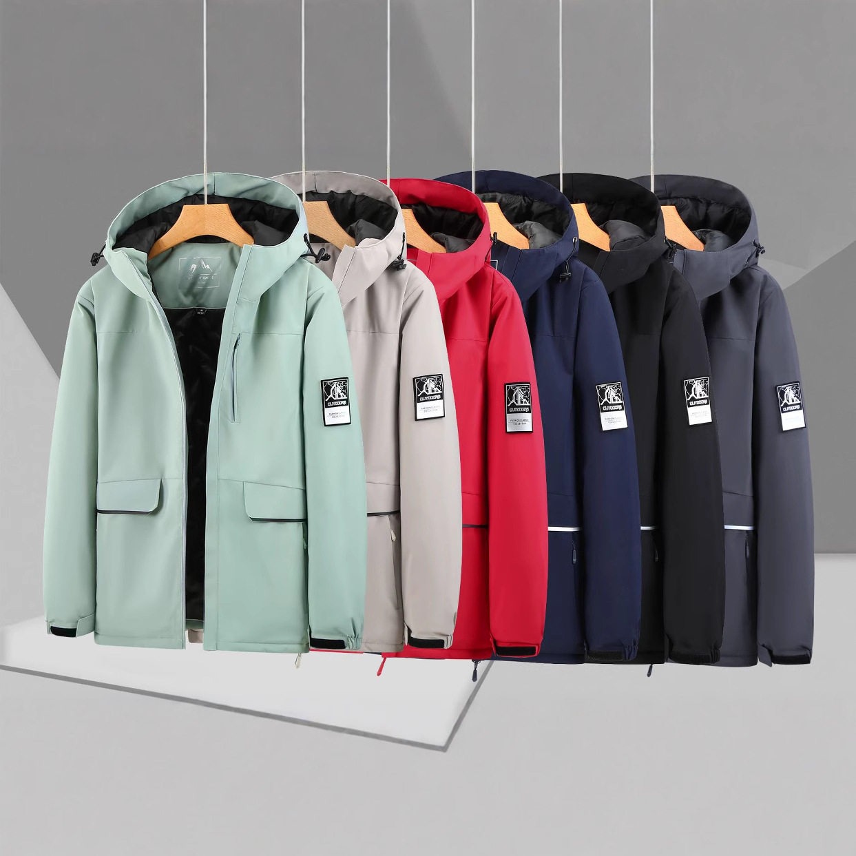 定制一体冲锋衣派克服工作服户外工装刺绣绒棉保暖外套印字