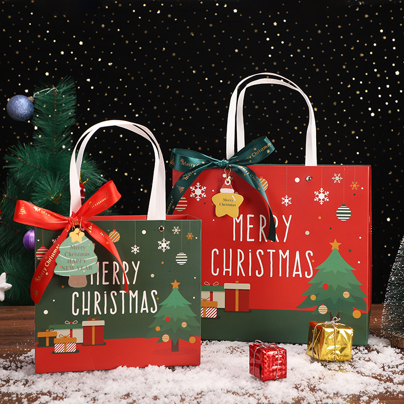 圣诞节礼品袋手提袋平安夜苹果盒包装纸袋儿童糖果圣诞袜礼物袋