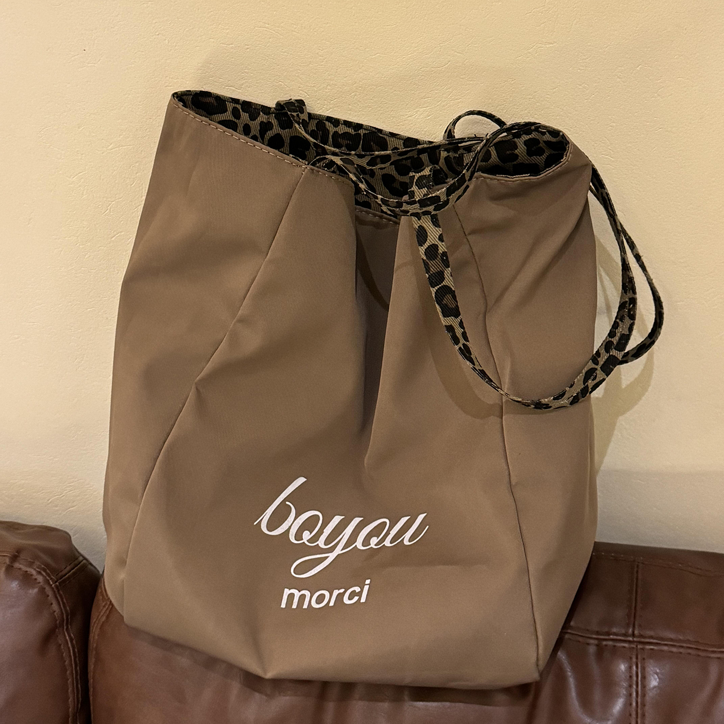 时尚豹纹帆布包大容量托特包女通勤上课韩系慵懒风包包手提单肩包