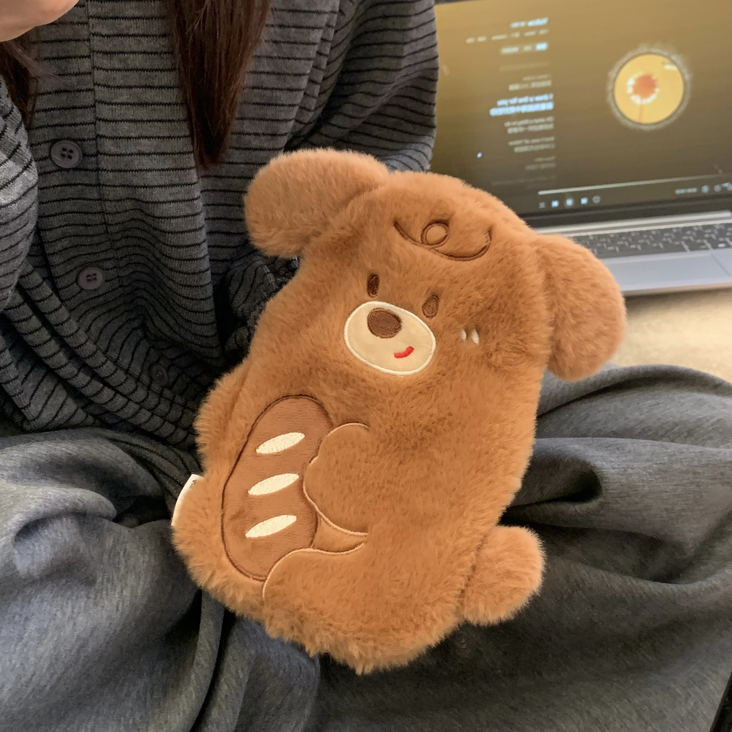 可爱小狗毛绒热水袋注水暖水袋小号女生痛经热敷暖肚被窝专用热宝