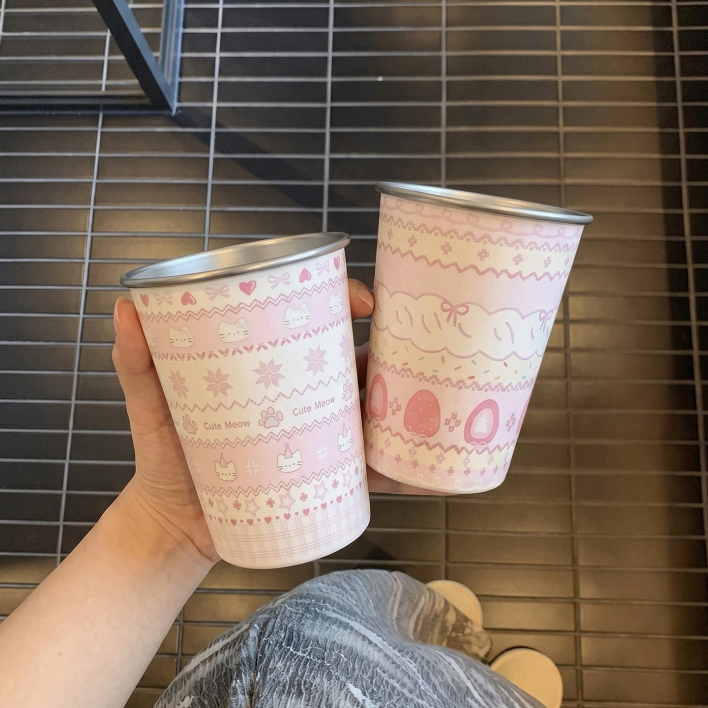 费尔岛卡通洗漱杯创意磁吸不锈钢防漏家用刷牙杯儿童漱口杯子女童