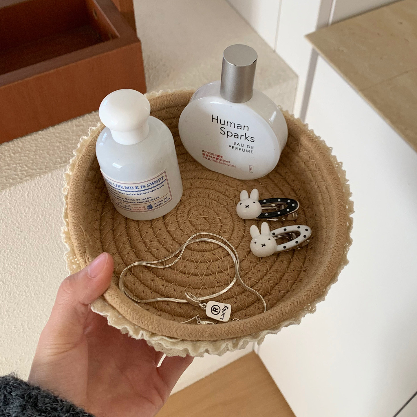 矮款收纳筐编织收纳篮桌面杂物筐化妆品置物篮浴室柜床头收纳篮子