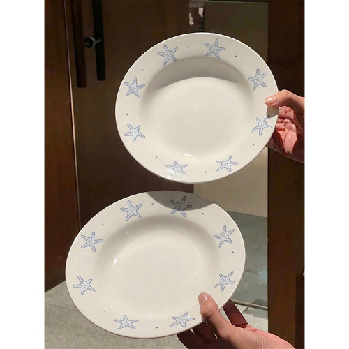 韩式ins风海星卡通陶瓷餐盘家用深盘菜盘意面盘个性小清新耐高温