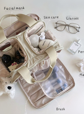 豆绿色化妆包大容量女2025新款高端防水洗漱包旅行便携化妆收纳包