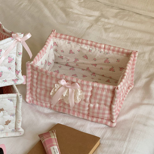 韩系收纳盒桌面收纳筐办公室桌上宿舍化妆品小杂物整理储物收纳篮