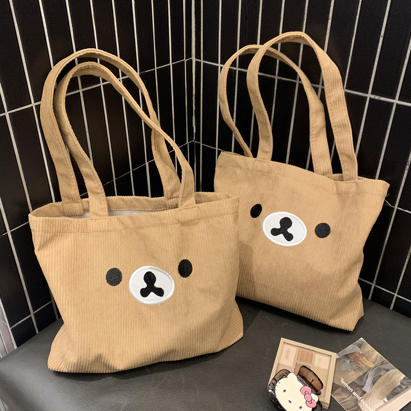 可爱轻松熊大容量单肩帆布包学生通勤上班族高颜值手提包托特挎包,箱包皮具/热销女包/男包,时尚帆布包,淘宝优惠券,粉丝福利购,淘宝优惠卷