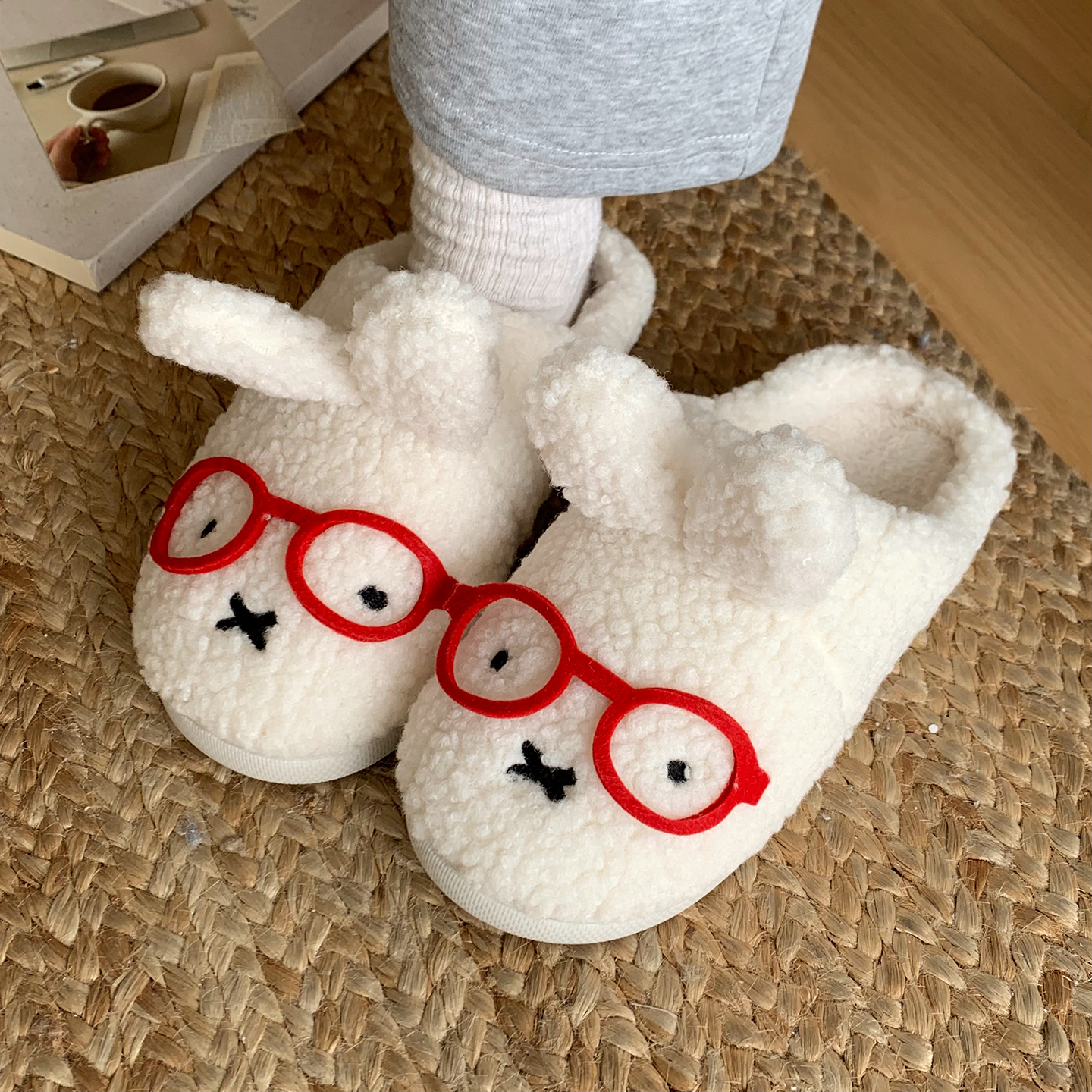 棉拖鞋女秋冬季防滑软底居家室内包头保暖棉鞋卡通可爱小兔毛毛鞋