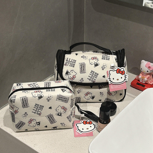 kt猫化妆包外出便携高级黑色洗漱包旅行大容量化妆品包包收纳包女