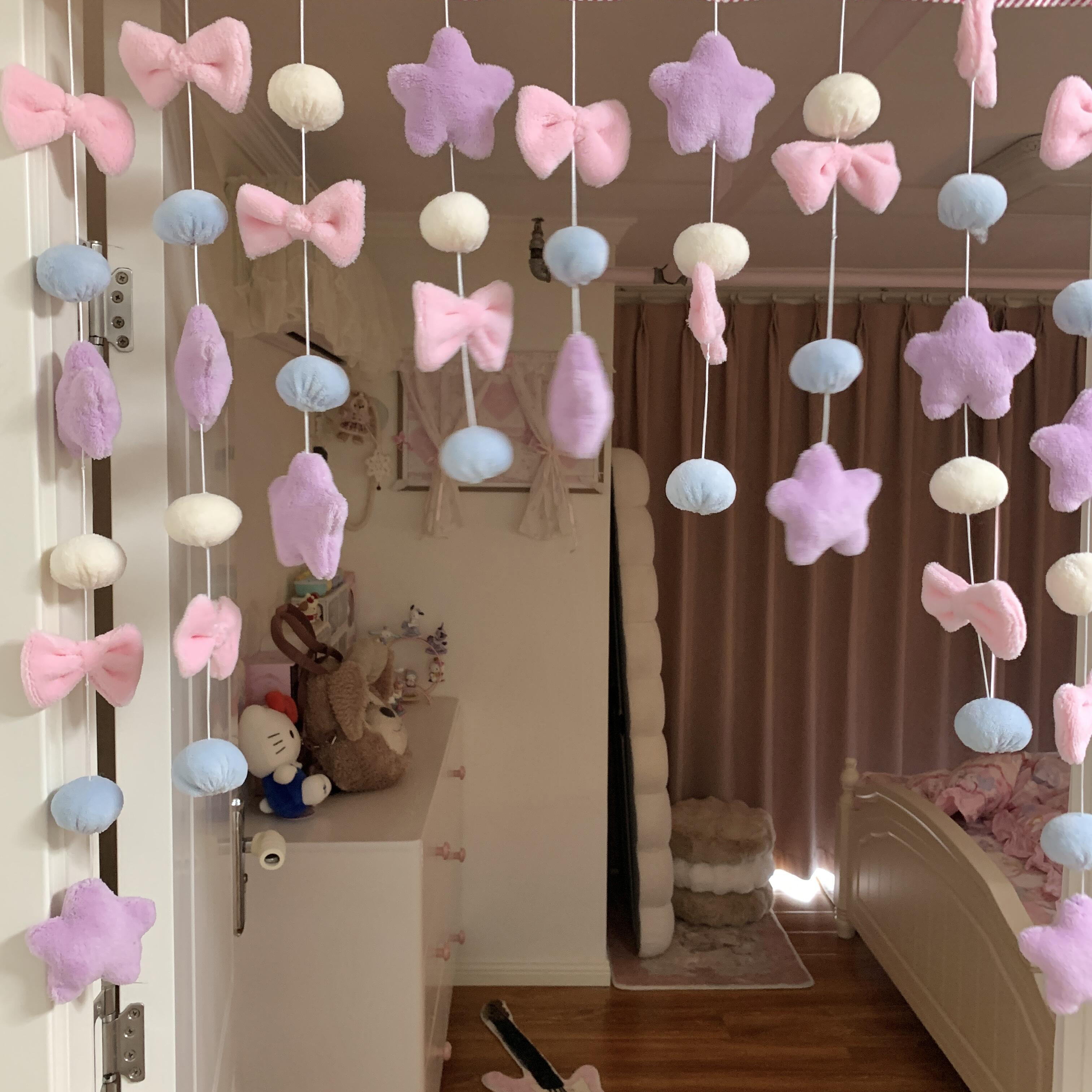 星星门帘挂饰可爱少女心房间装饰客厅隔断帘儿童房卧室房门免打孔