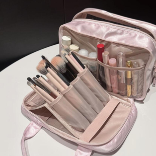 笔袋可立式化妆包大容量旅行便携洗漱包化妆品收纳包手提化妆袋女