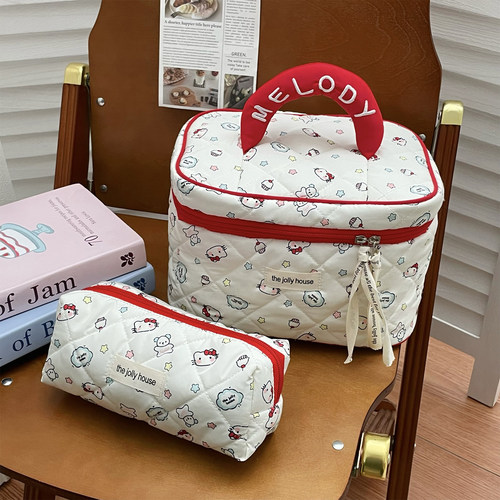 可爱星星猫咪化妆包女大容量手提收纳袋外出旅行化妆洗漱包收纳包