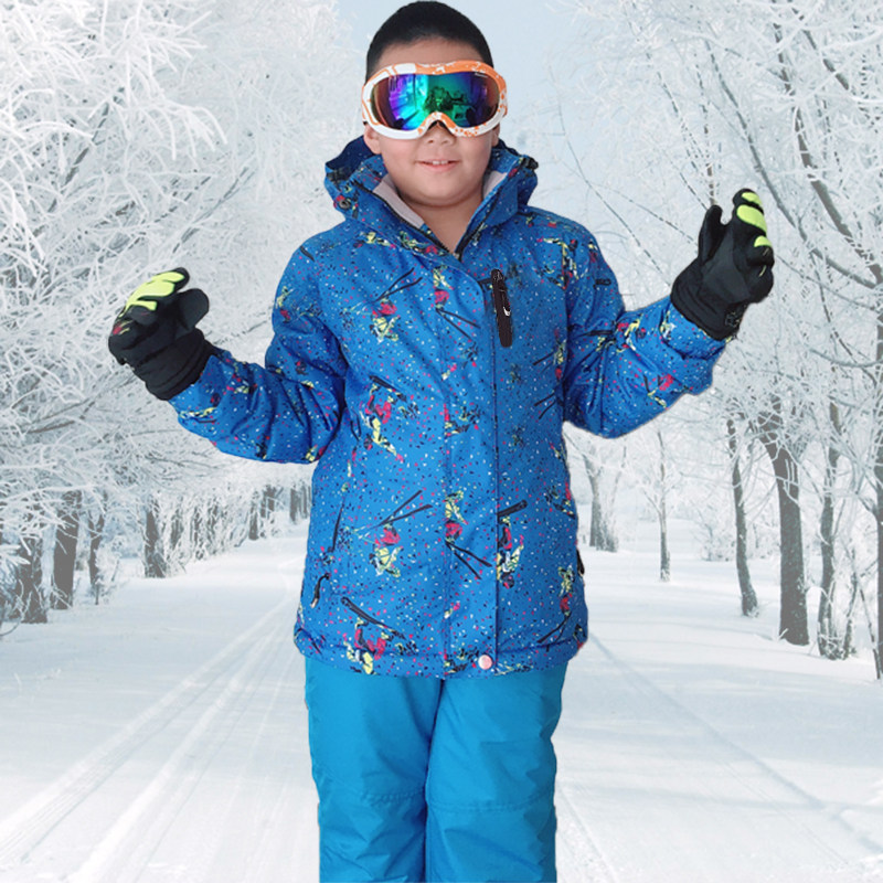 户外儿童滑雪服 男女中大童滑雪服套装 加厚保暖防风防风滑雪衣裤