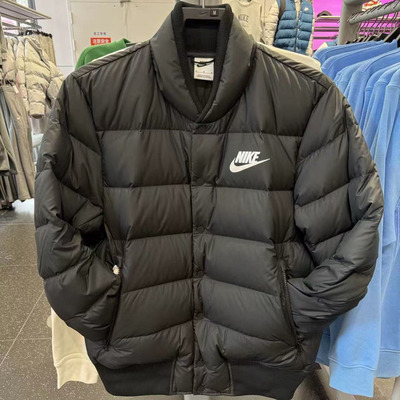 耐克 Nike 男子短款羽绒服立领保暖轻便运动外套黑色 IB4499-010