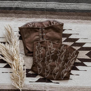 棕色 数码 印花 2025欧美女装 裹胸 亚马逊 背心上衣 系绳 独立站