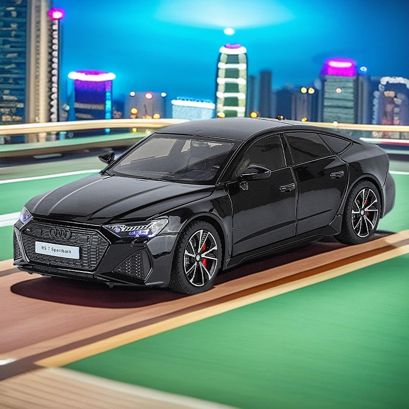 新款 新豪迪1/24奥迪RS7合金汽车模型声光玩具仿真轿车六开避震