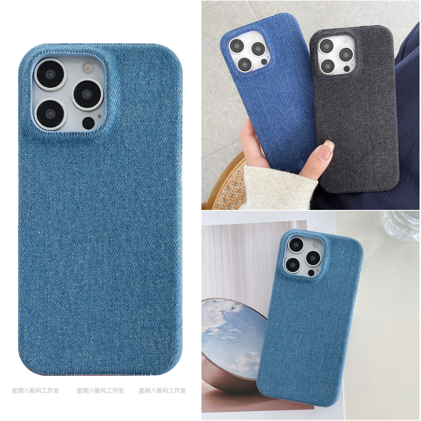 欧美高级感复古牛仔纹谷歌手机壳