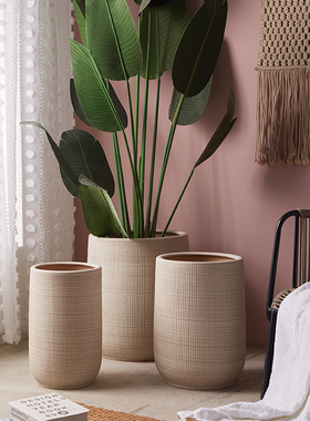 特大号陶瓷花盆高款办公室创意透气大口径30cm以上黑金刚种树户外