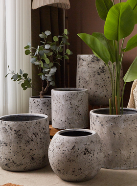 adee创意镁泥花盆特大号复古古典家居酒店室内组合盆大口径摆件