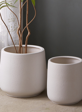 特大号陶瓷花盆组合软装家用客厅白色简约创意摆件庭院酒店装饰