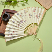 吉扇国风折扇花鸟折扇子折叠复古风古典小竹扇女士夏季 随身汉服