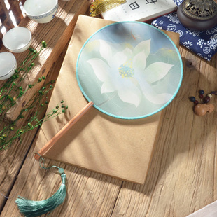 吉扇子团扇古风圆扇中国风古典女汉服旗袍新中式芒种舞蹈扇子双面