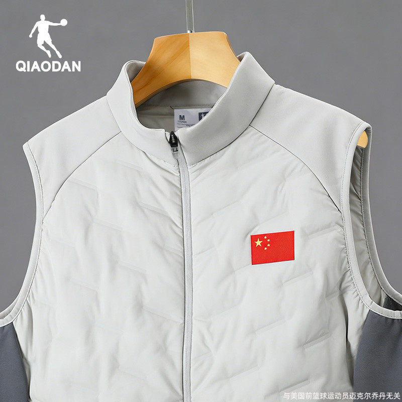 乔丹运动马夹男款2025冬季新款官方旗舰正品跑步立领外套羽绒马甲