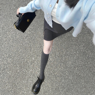 纯色基础款高级感深灰色小腿袜子