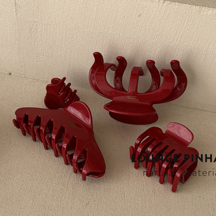 新款法式醋酸大号发量多抓夹高级感安德拉红发夹后脑勺盘发鲨鱼夹