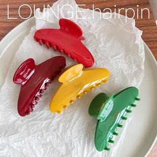 2025新款 多巴胺色系鲨鱼夹气质精致后脑勺显白抓夹大号高马尾发卡