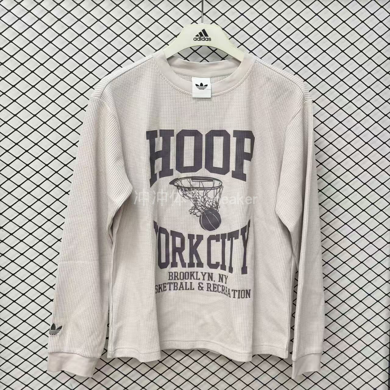 ADIDAS阿迪达斯正品HOOP YORK CITY WAFFLE TOP休闲长袖T恤KE6111