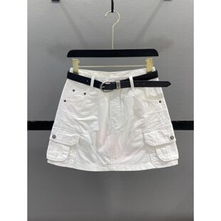 白色工装短裙女士夏季欧版牛仔裤裙设计感辣妹性感包臀裙一步裙薄