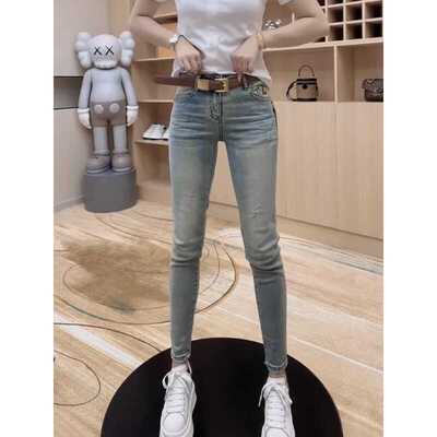 胖mm大码欧版小脚牛仔裤女秋
