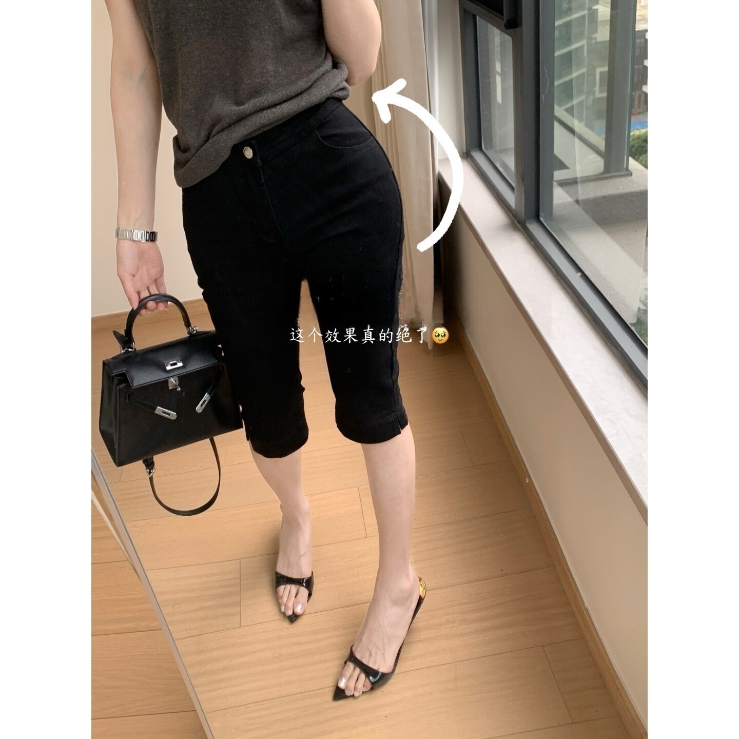 黑色牛仔裤女夏季薄款五分裤弹力修身紧身裤小脚中裤显瘦百搭短裤