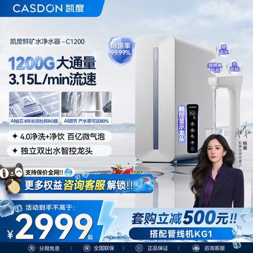 凯度鲜矿水净水器家用0阻垢直饮厨房自来水过滤器饮水机C1200