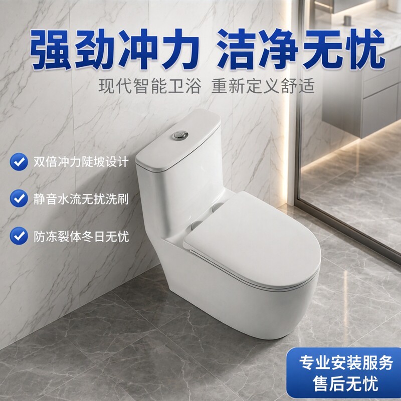 碧维马桶防冻裂马桶现代风支持安装服务静音水流陡坡设计双倍冲力