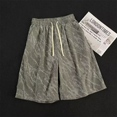 学生百搭美式 运动休闲五分裤 短裤 宽松薄款 子 潮牌印花五分裤 夏季