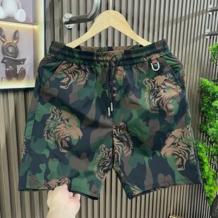 2025夏季 新款 冰丝薄款 潮牌休闲短裤 时尚 五分裤 透气沙滩裤 百搭 男士