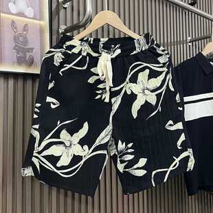 宽松休闲大裤 不规则短裤 潮流五分裤 男夏季 衩 彩绘印花色沙滩短裤