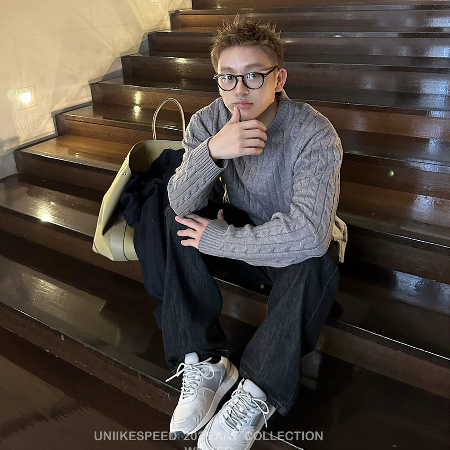 毛衣男针织毛衫潮牌帅气美式复古