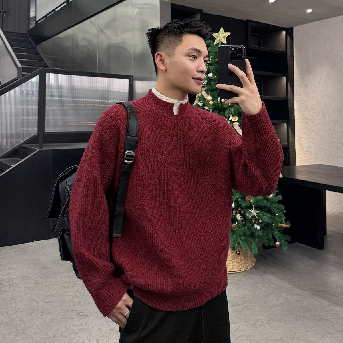 毛衣男针织毛衫潮牌帅气美式复古