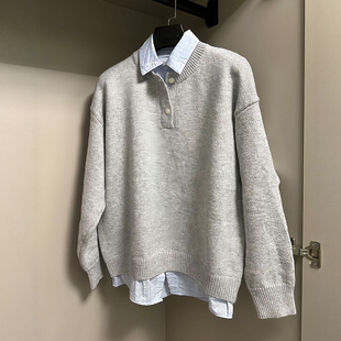 原创亨利领针织衫男秋季美式cleanfit毛衣外套情侣款复古百搭线衣