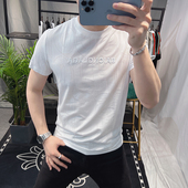 高端潮牌t恤男时尚 夏季 短袖 简约修身 上衣 欧洲站男装 圆领薄款 新款