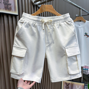 2026新款工装白色短裤男士夏季美式休闲宽松男生外穿夏天五分中裤