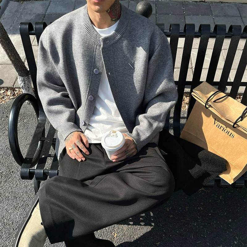 开衫毛衣男针织毛衫潮牌帅气美式
