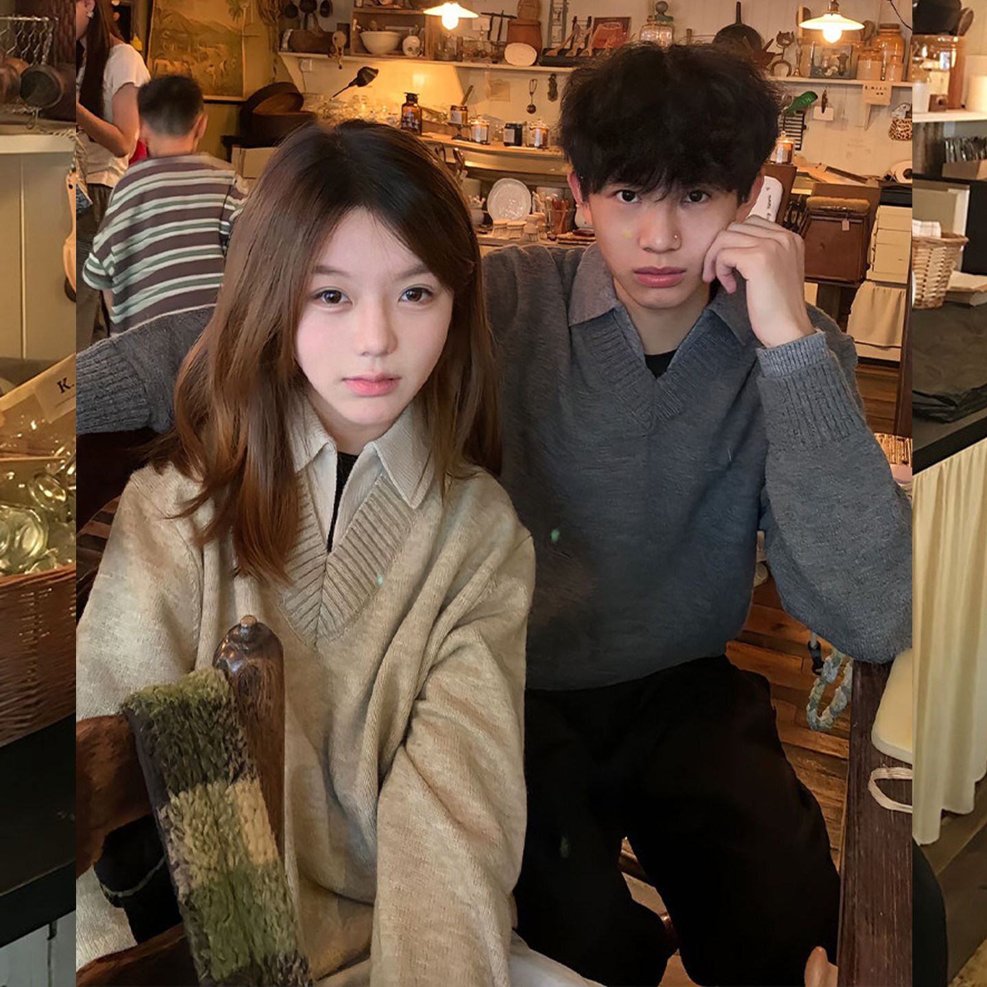 毛衣男针织毛衫潮牌帅气美式复古