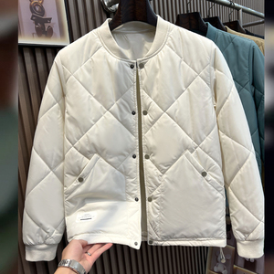 冬季新款青年立领棒球棉服休闲纯色夹克男士潮流百搭羽绒棉袄外套