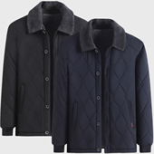 中老年冬季 翻领棉衣男加绒加厚保暖棉袄加肥加大爸爸棉服外套防寒