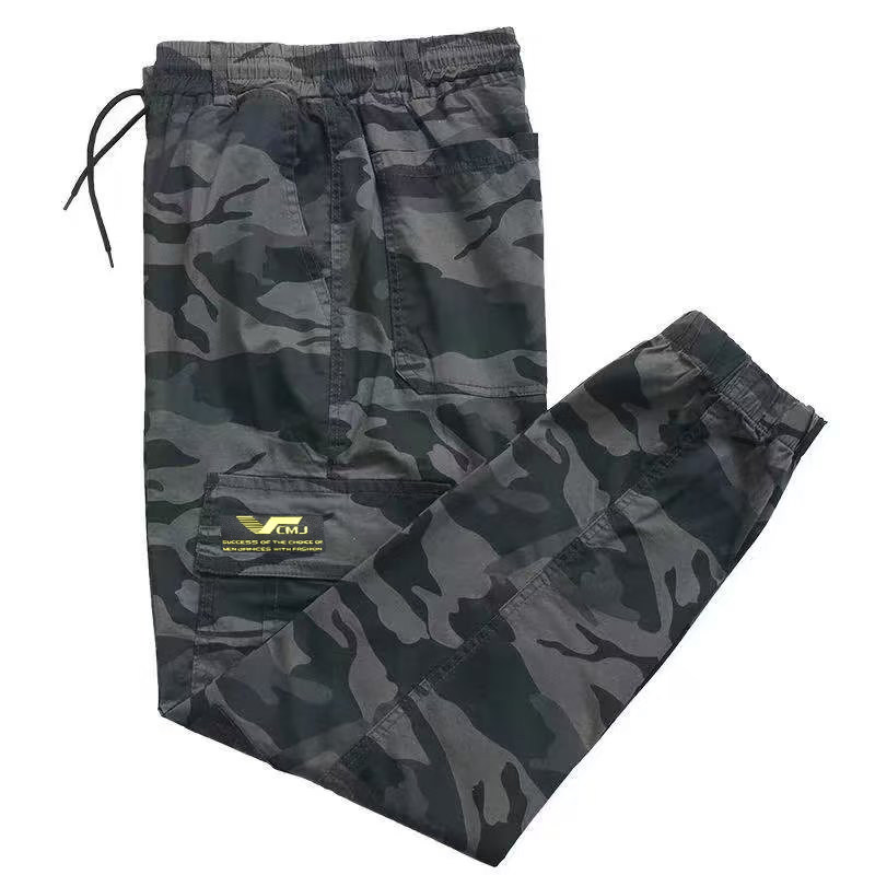 春秋夏季战术迷彩裤工作服多口袋束脚裤工地干活裤子耐磨九分裤子