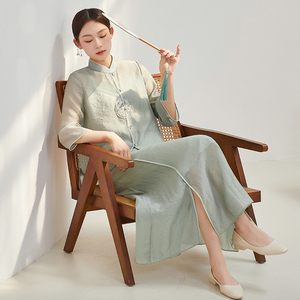 新中式国风套装裙改良盘扣旗袍禅意汉服女装禅服女新款马面裙茶服