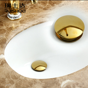 金色下水器全铜弹跳面盆洗脸盆仿古洗手盆下水器翻板排水管
